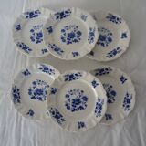 6 assiettes Sarreguemines Aubusson 429112 fleurs bleues faience