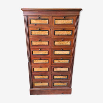Cartonnier, meuble de notaire en bois massif, 16 tiroirs