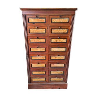 Cartonnier, meuble de notaire en bois massif, 16 tiroirs