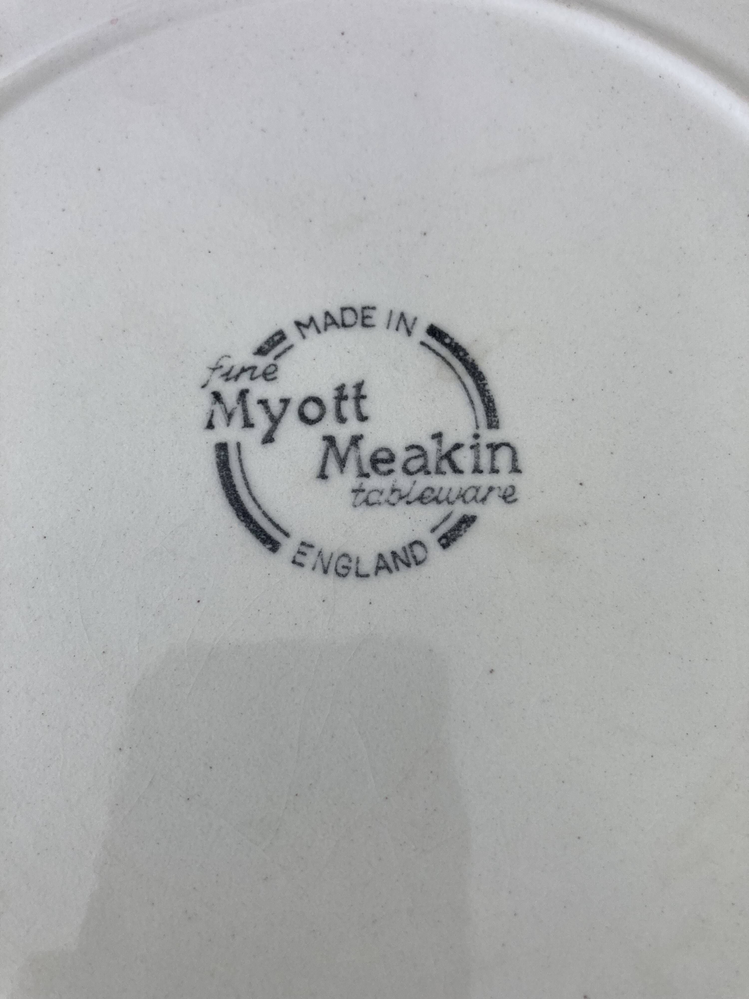 Four old blue plates