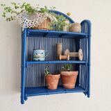 Vintage shelf in Klein blue rattan