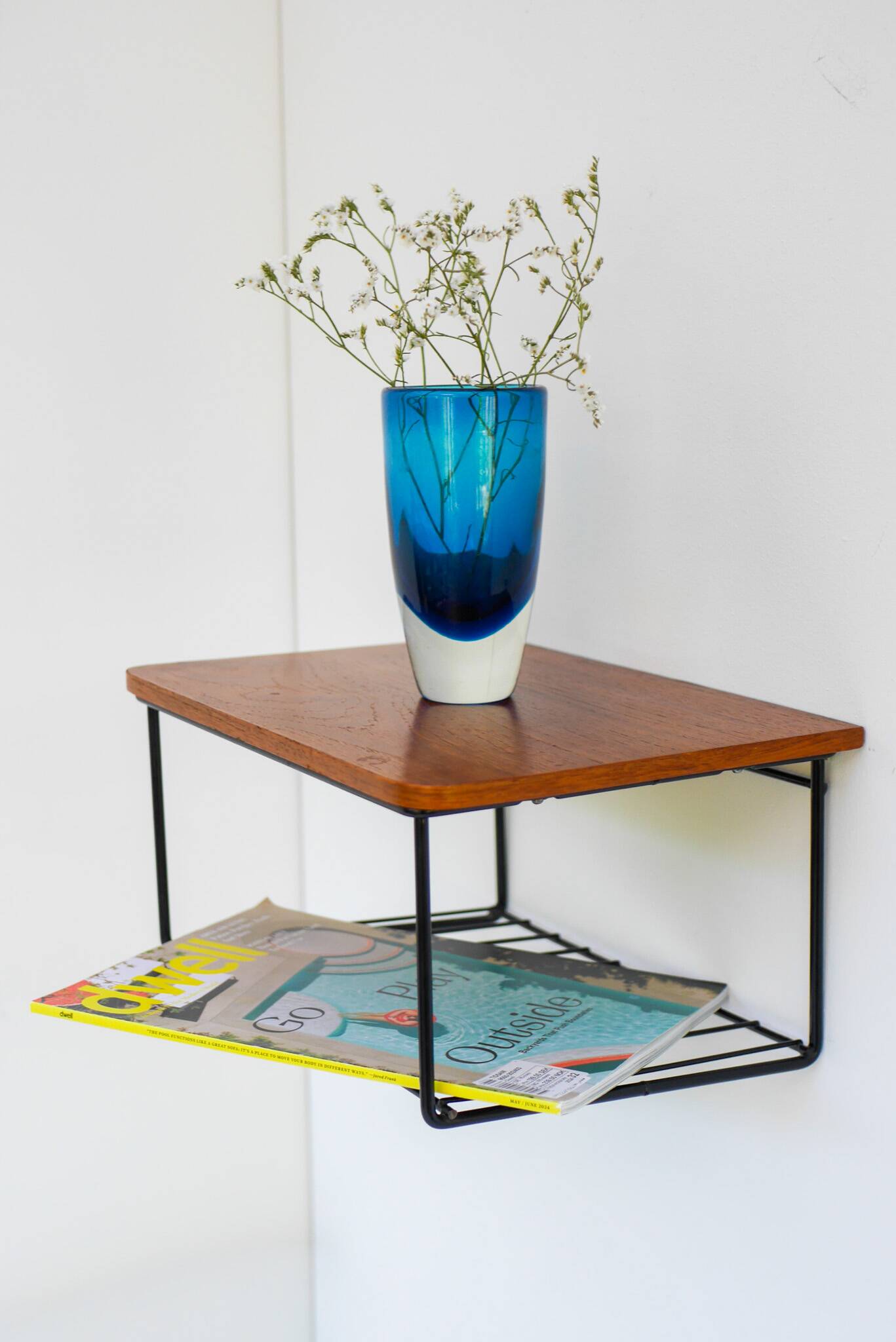 Vintage Floating Wall Shelf, Teak String Rack 60's Design