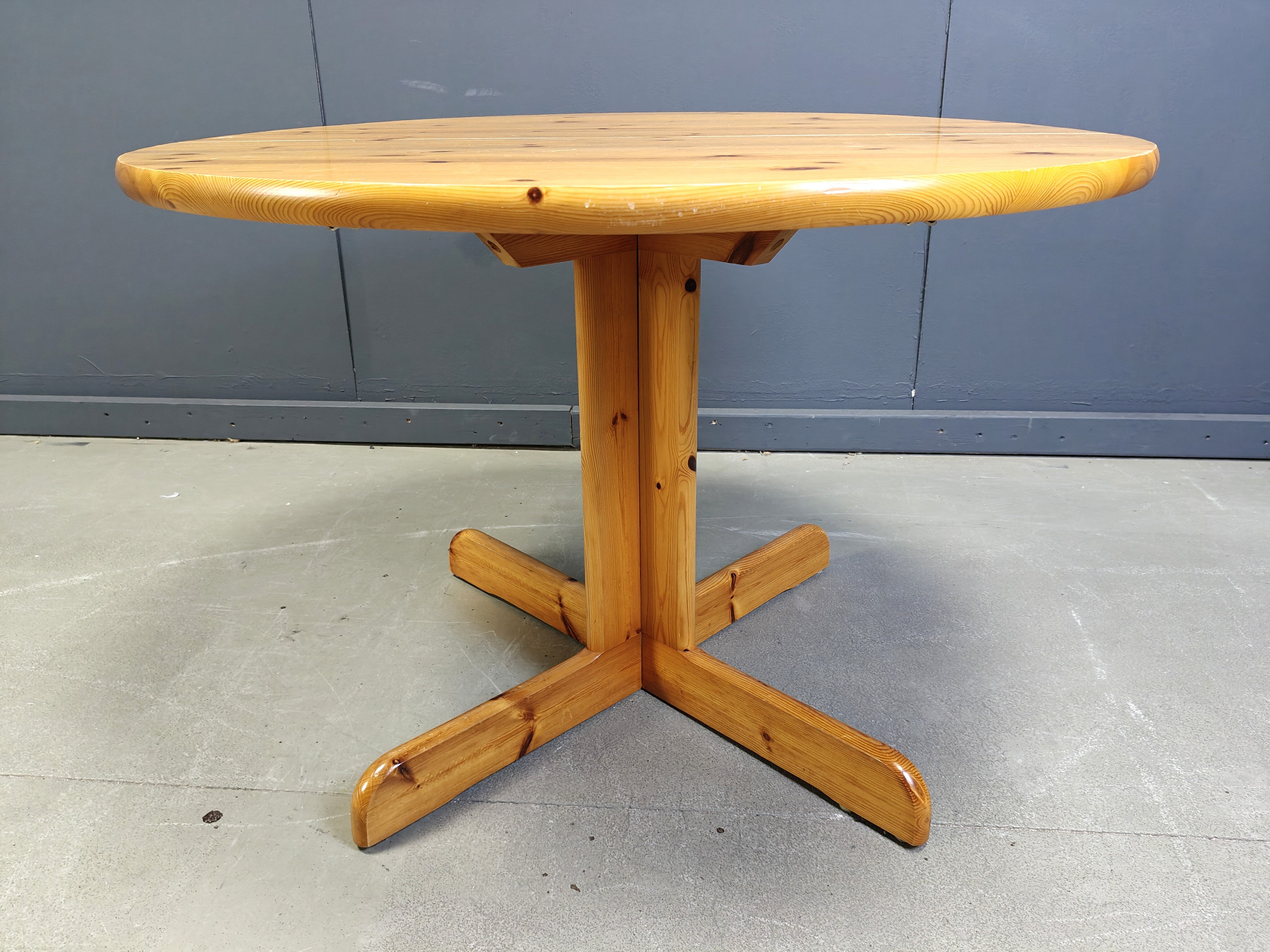Rainer Daumiller style pine wood dining table, 1970s