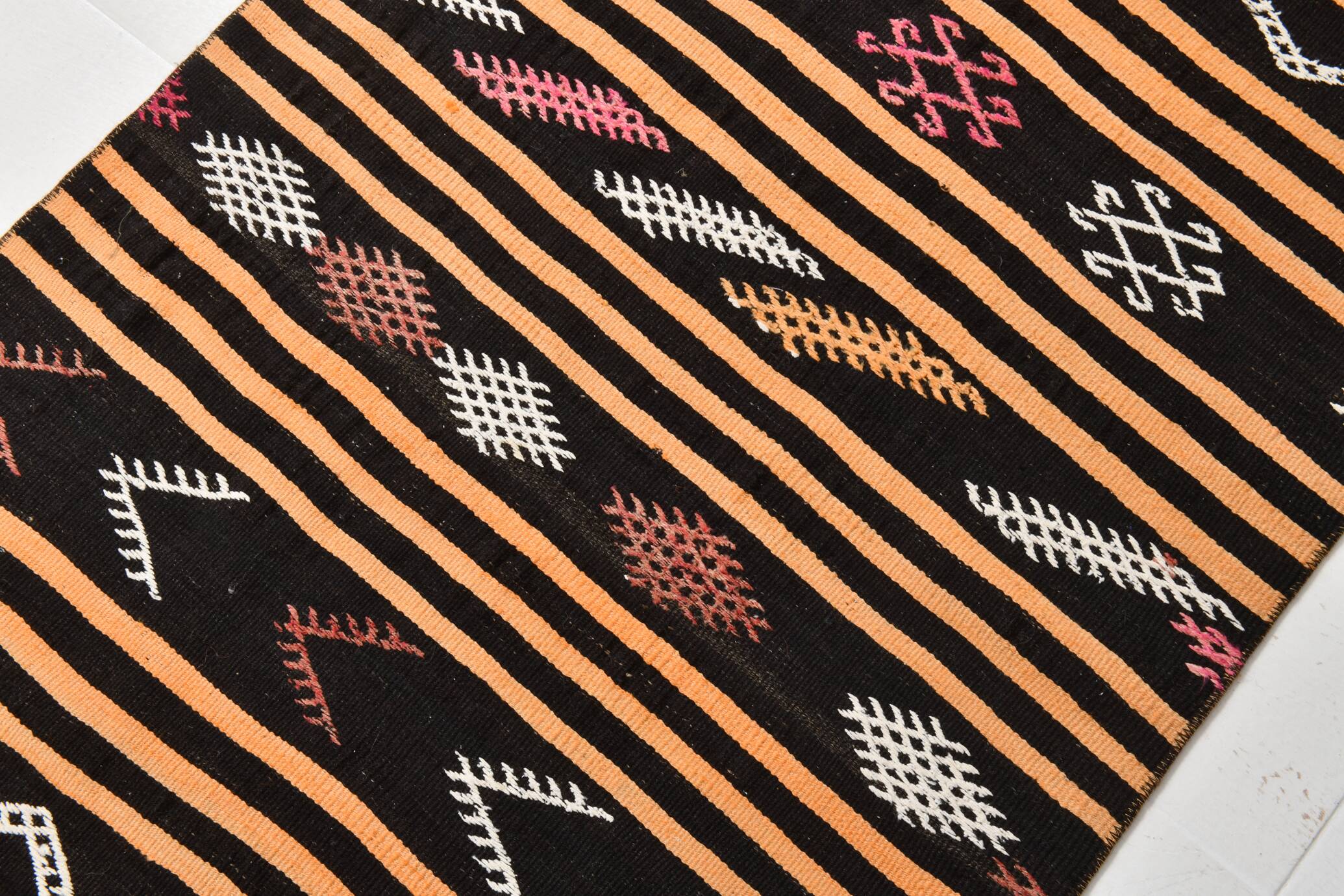 3x12 Pinstriped Kilim Runner Rug, 91x349Cm