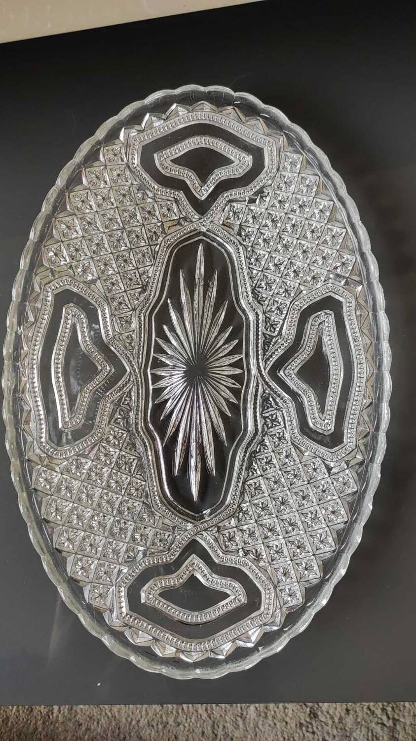 Aperitif dish in molded glass. stylish boho chic. starry, cross, leafy patterns