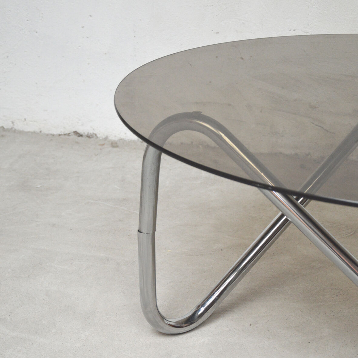 Glass and metal coffee table, 1980