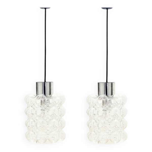 Paire de plafonniers en verre bulle de style mid-century moderne par Helena Tynell pour Limburg, Allemagne, années 1960.