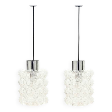Pair of Mid-Century Modern Bubble Glass Ceiling Lights by Helena Tynell for Limburg, Germany, 1960s