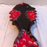 Ancien plat poisson céramique marron rouge vintage