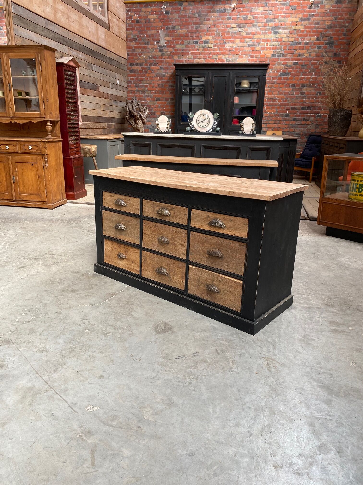 Old furniture of trade 9 drawers