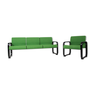 Set of 3-seather sofa and armchair, Germany, 1970's.