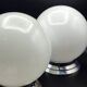 Pair of art deco opaline ceiling ball lamps