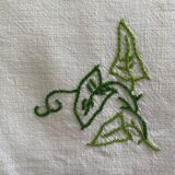 Set of 6 old towels embroidered "the leaves" white - cotton - 42X52 cm