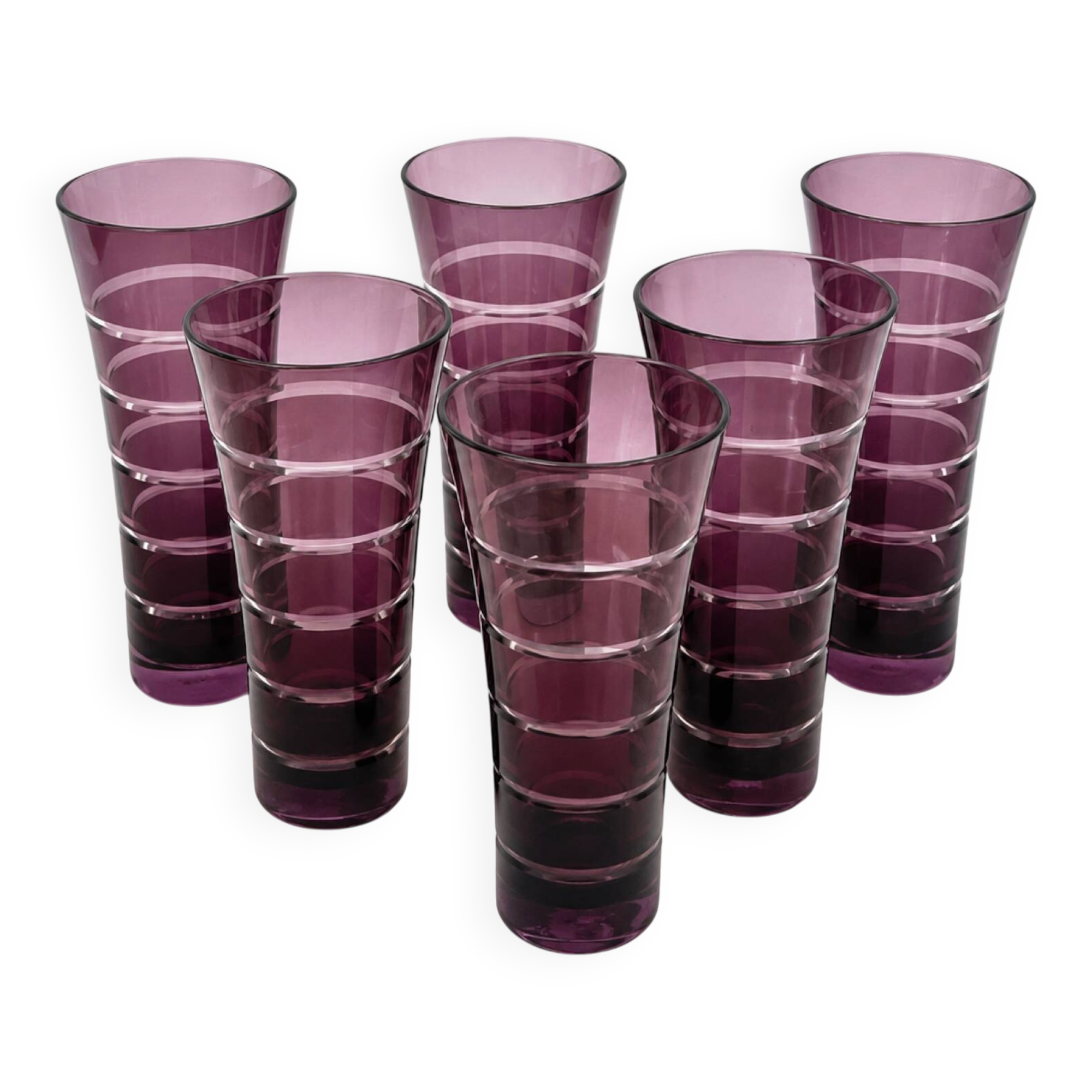 6 wheel-cut glasses 1970