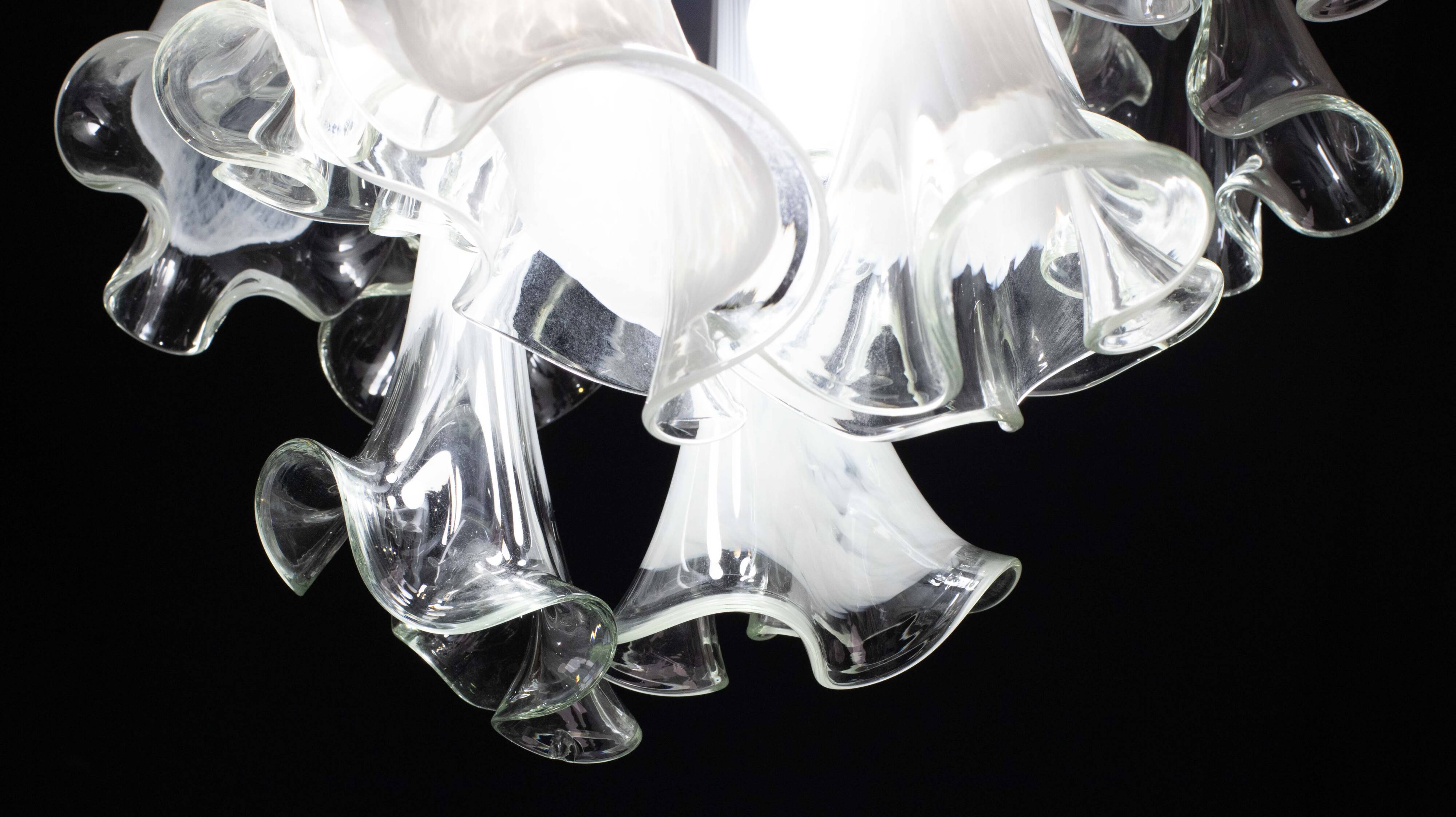 Lustre blanc en verre de Murano « Calle » de Venini, 1970