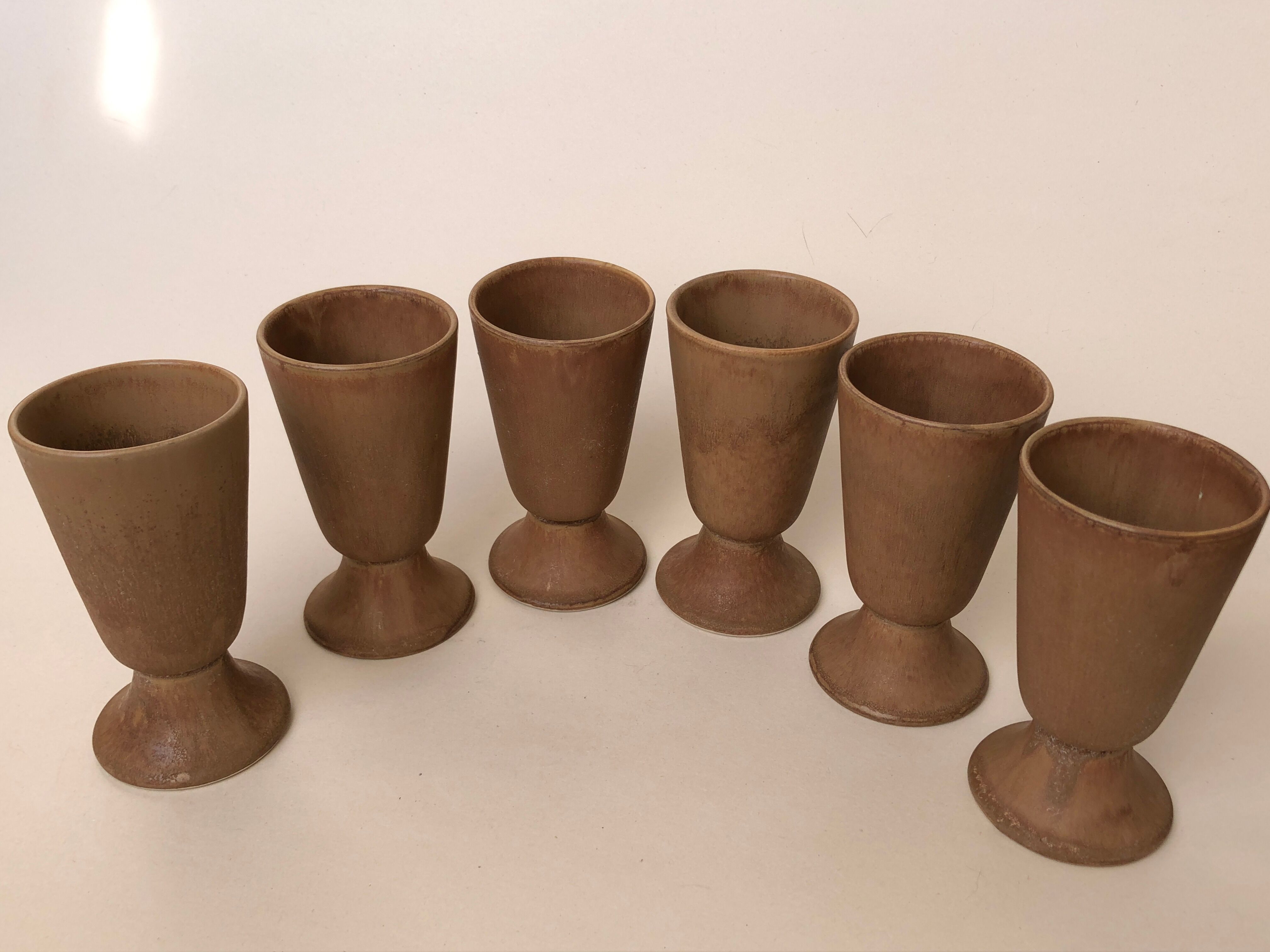 Set of 6 mugs mazagran in brown sandstone