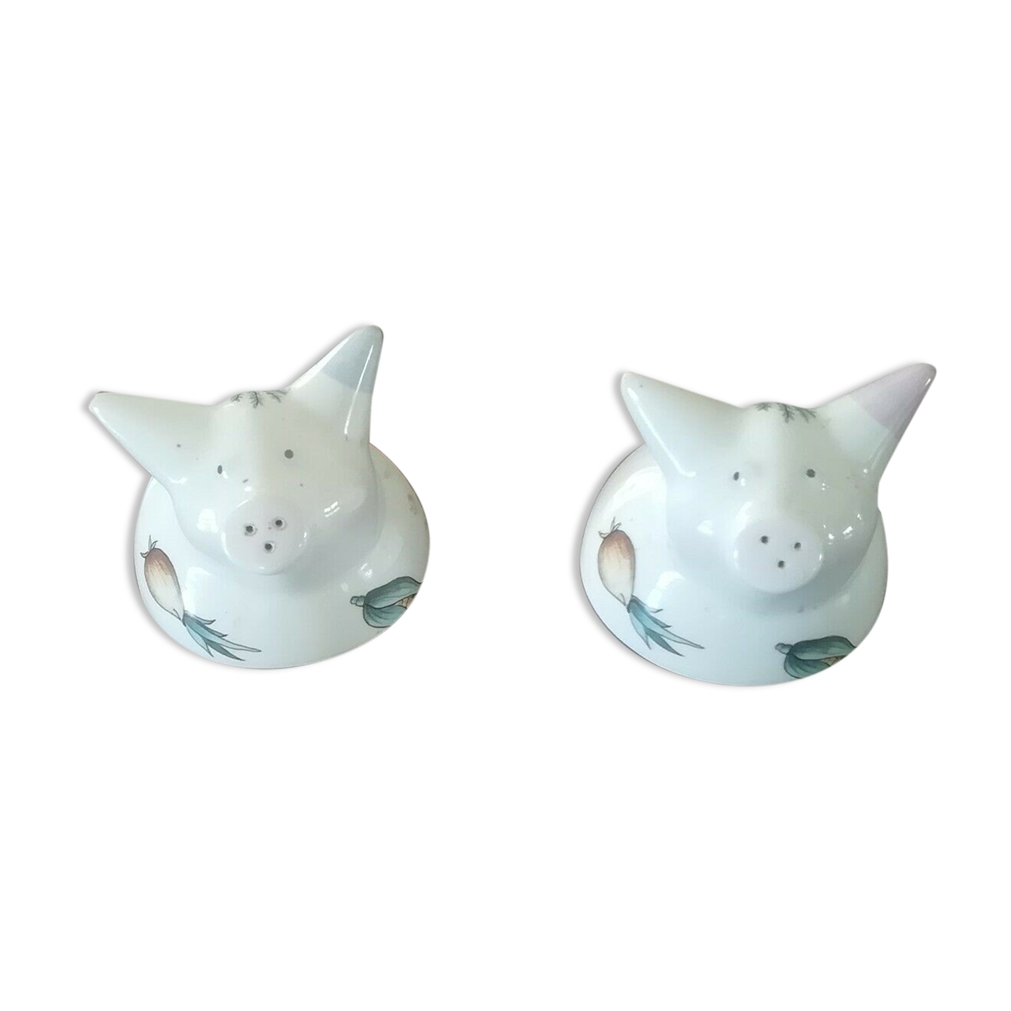 Salt and pepper shaker pig in faience