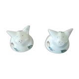 Salt and pepper shaker pig in faience
