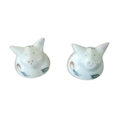 Salt and pepper shaker pig in faience