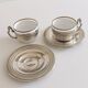 Victorian Alpaca Silver Tea or Coffee Pair of Cups and Plates, England 19th C.