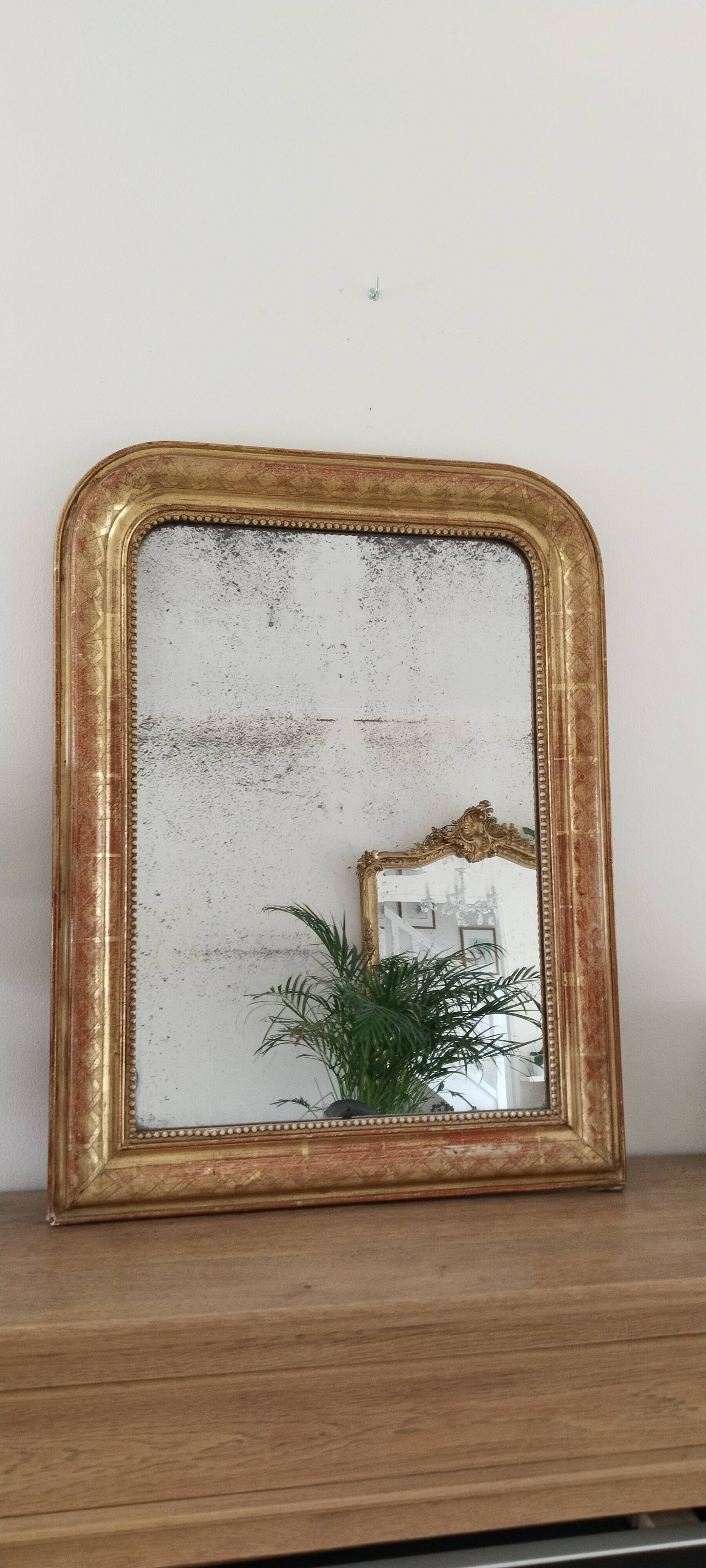 Miroir doré à la feuille Louis Philippe (  77 cm x  59 cm )