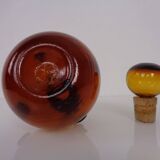 Italian amber glass decanter with stopper, 1960s