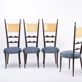 Set of four Italian Mid-Century Modern High Back dining chairs by Aldo Tura