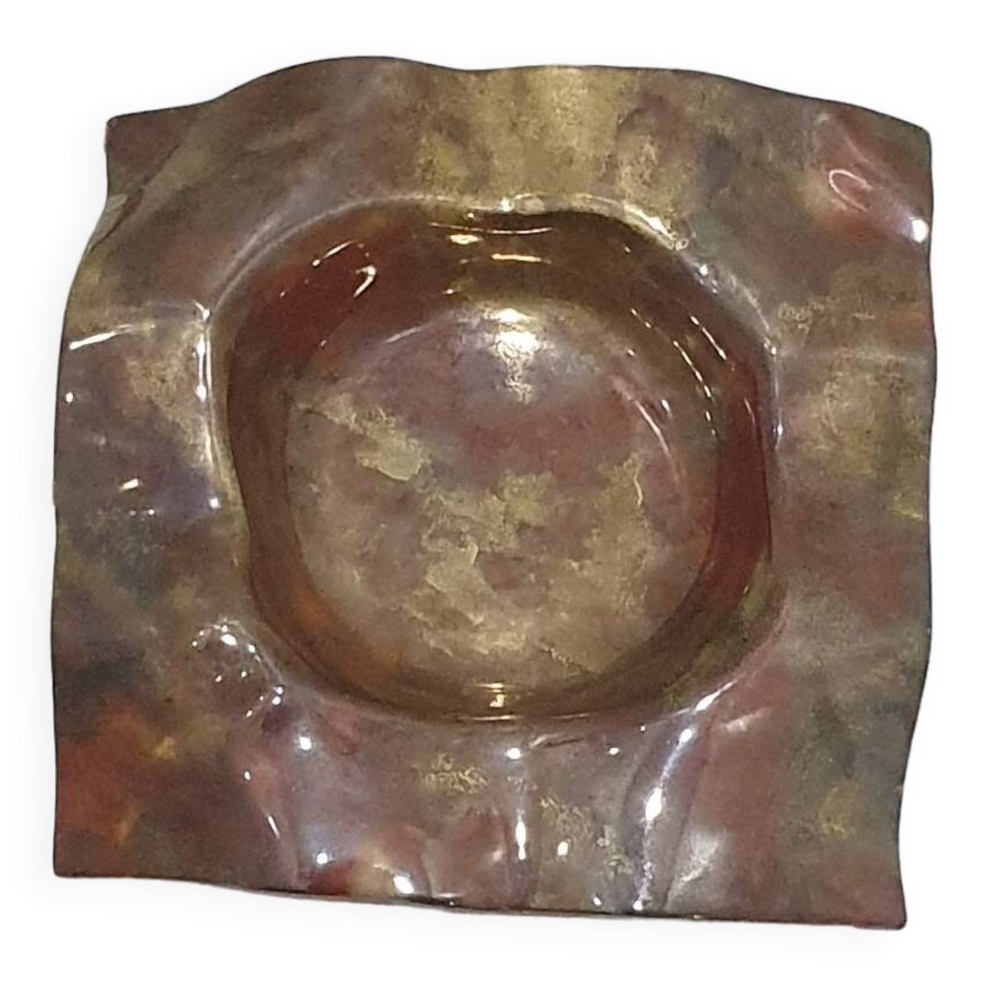 Asymmetrical square ceramic trinket dish