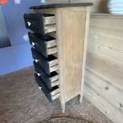 Chiffonnier bois brut et noir 5 tiroirs