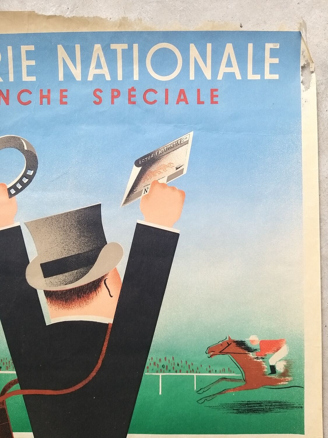 Original poster Loterie Grand Prix de Paris 1937 - Derouet Grilleres