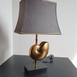 Nautilus brass lamp with black marble base