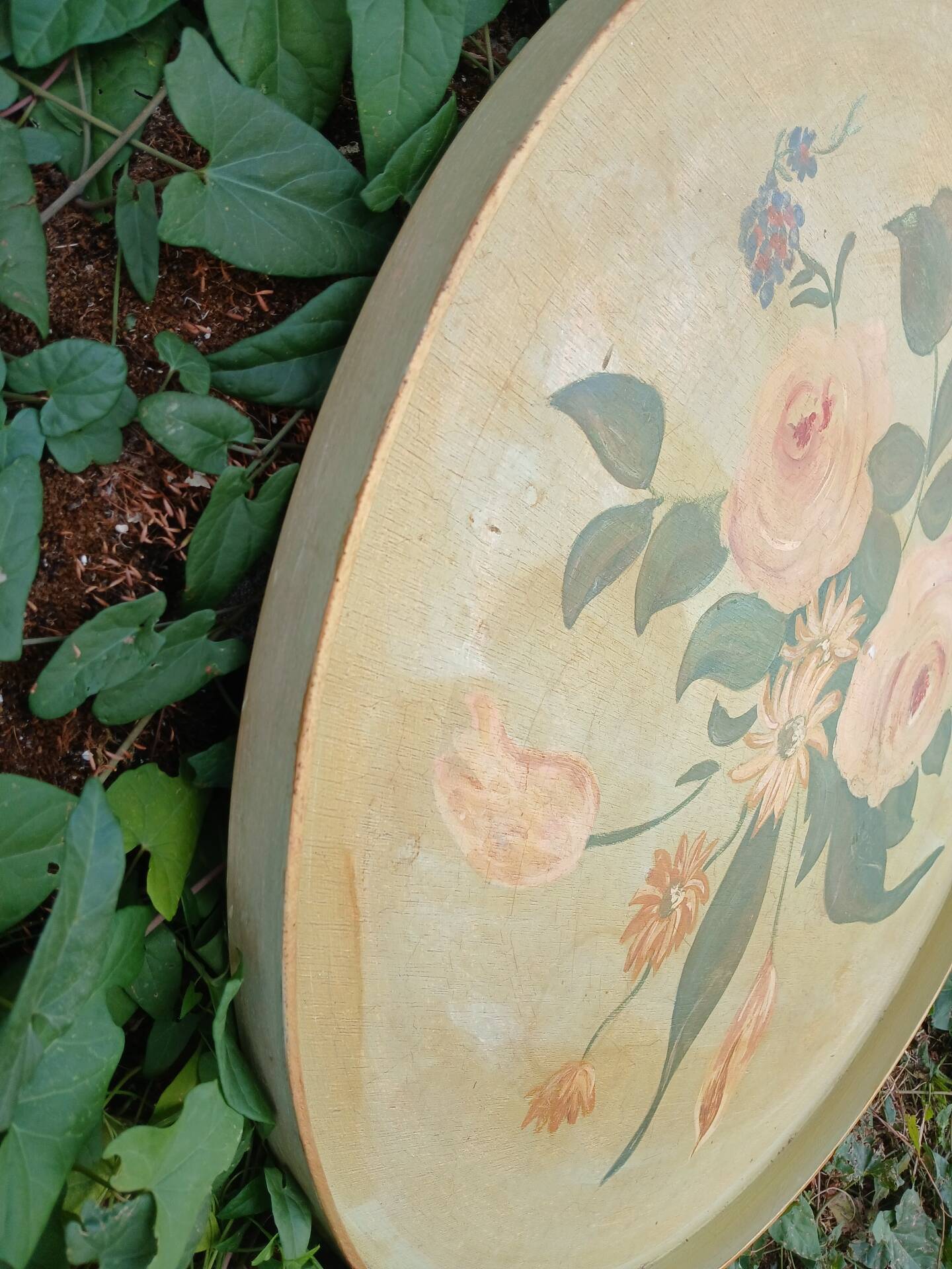 Large ancient wooden platter