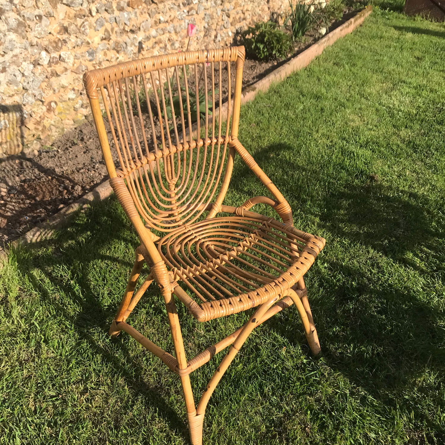 4 vintage rattan chairs 1950