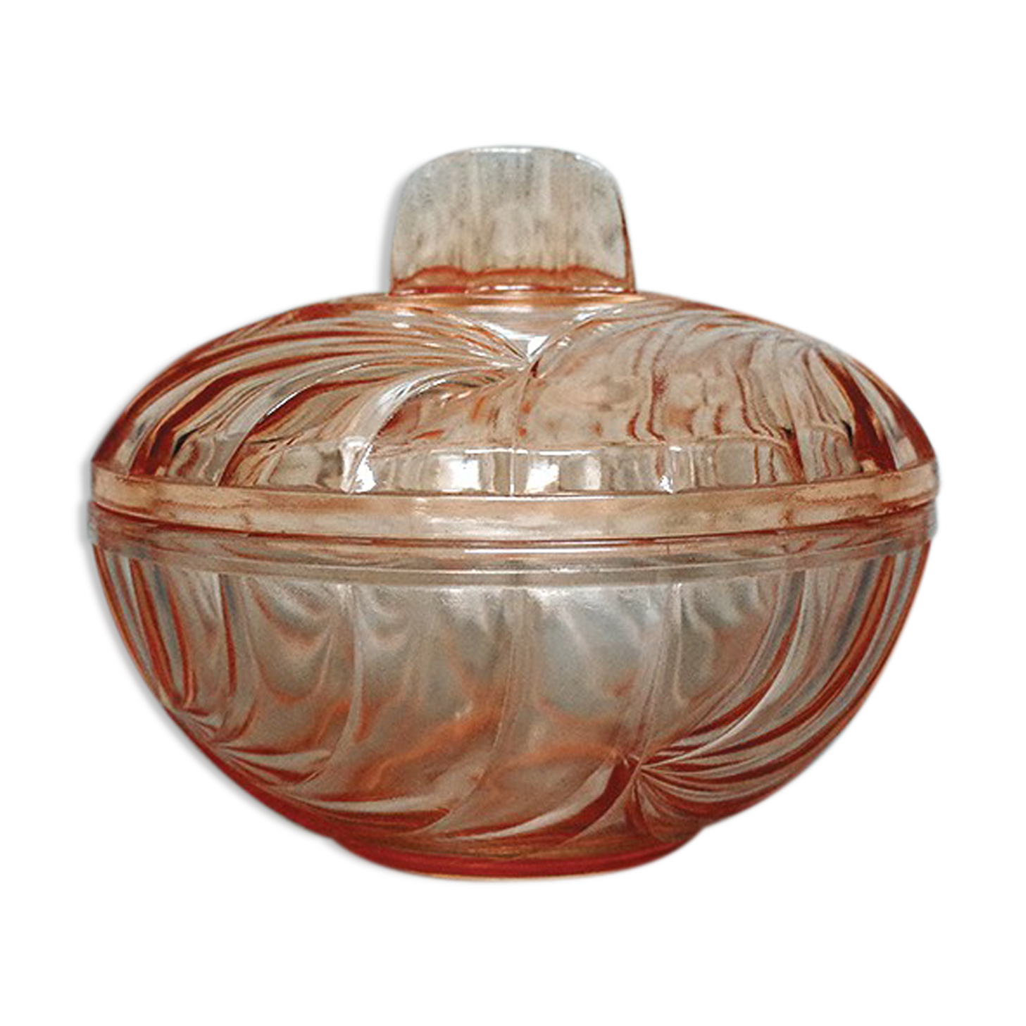 Pink glass art deco candy