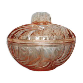 Bonbonnière art déco en verre rose