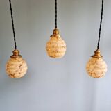 Art Deco suspension in marbled opaline with ouraline (4 available)