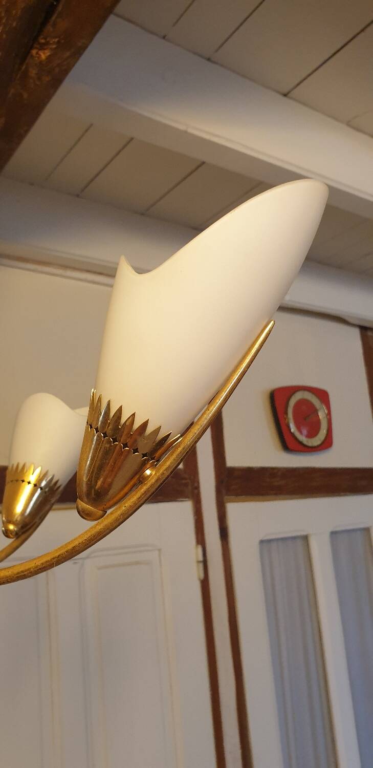 Four-light opaline chandelier