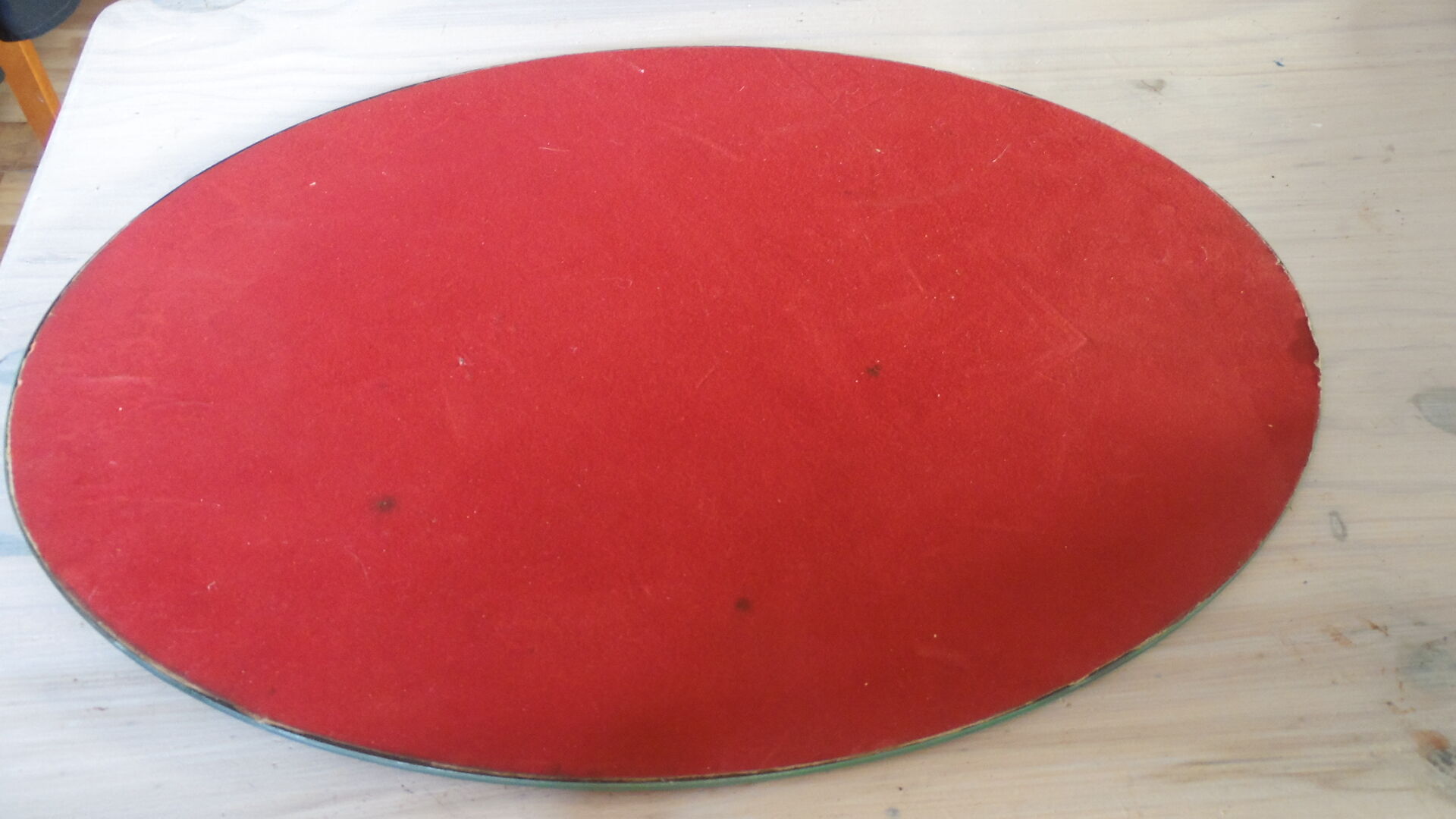 Beveled oval table mirror