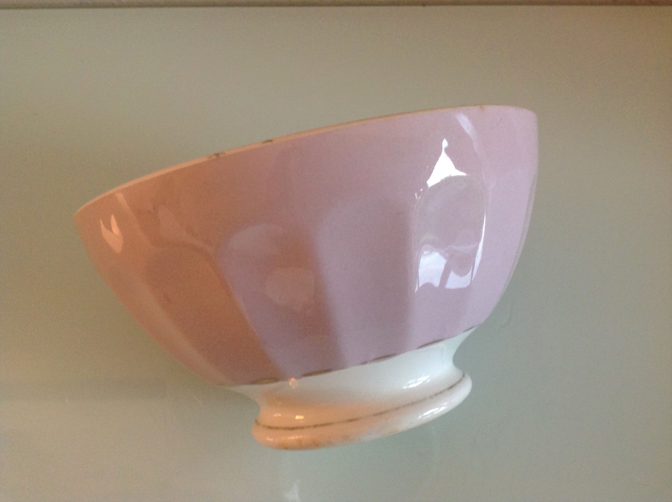 Purple and white ribbed bowl / vintage 50s-60s