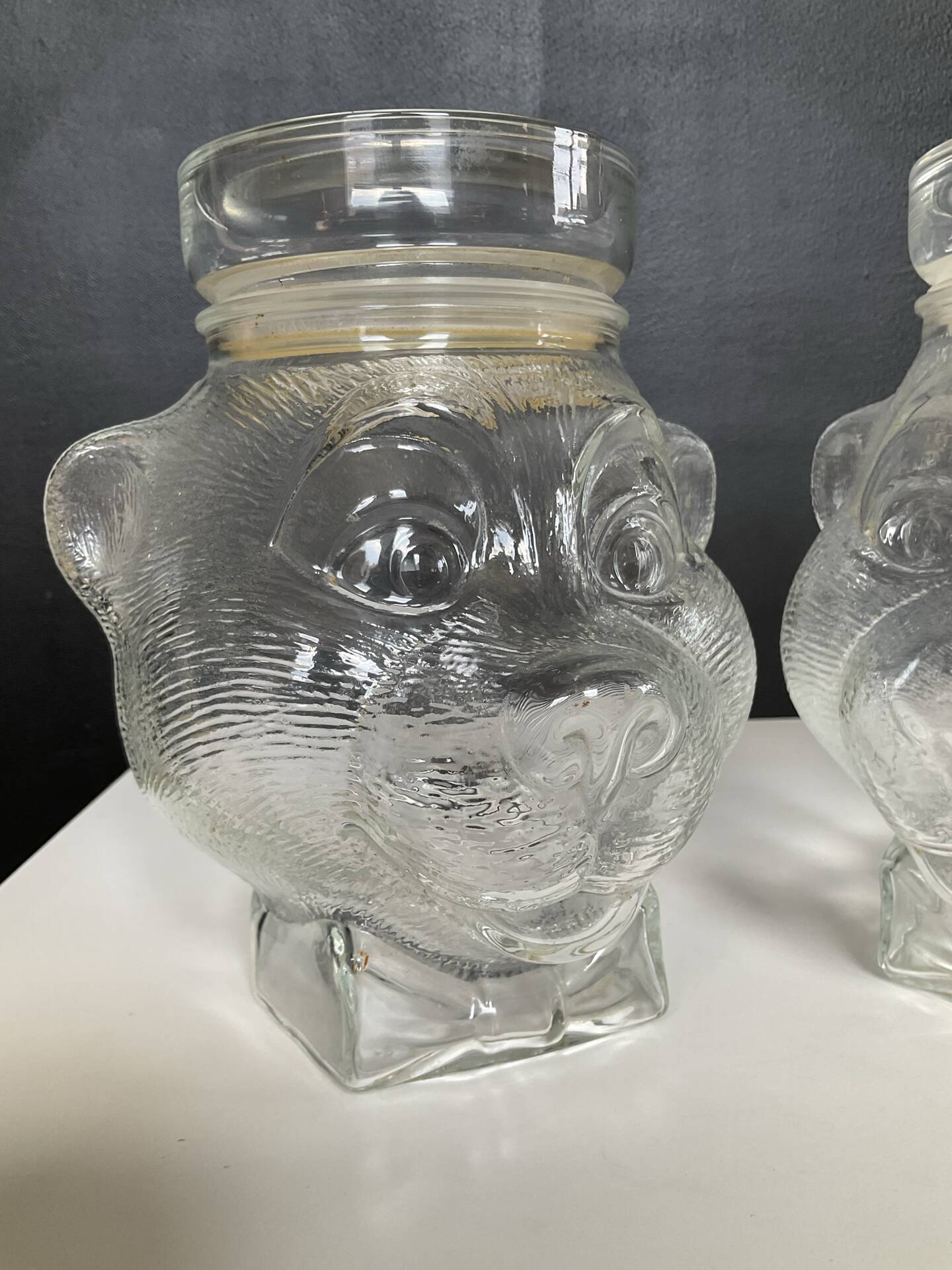 Pair of vintage jars candy jar bear head