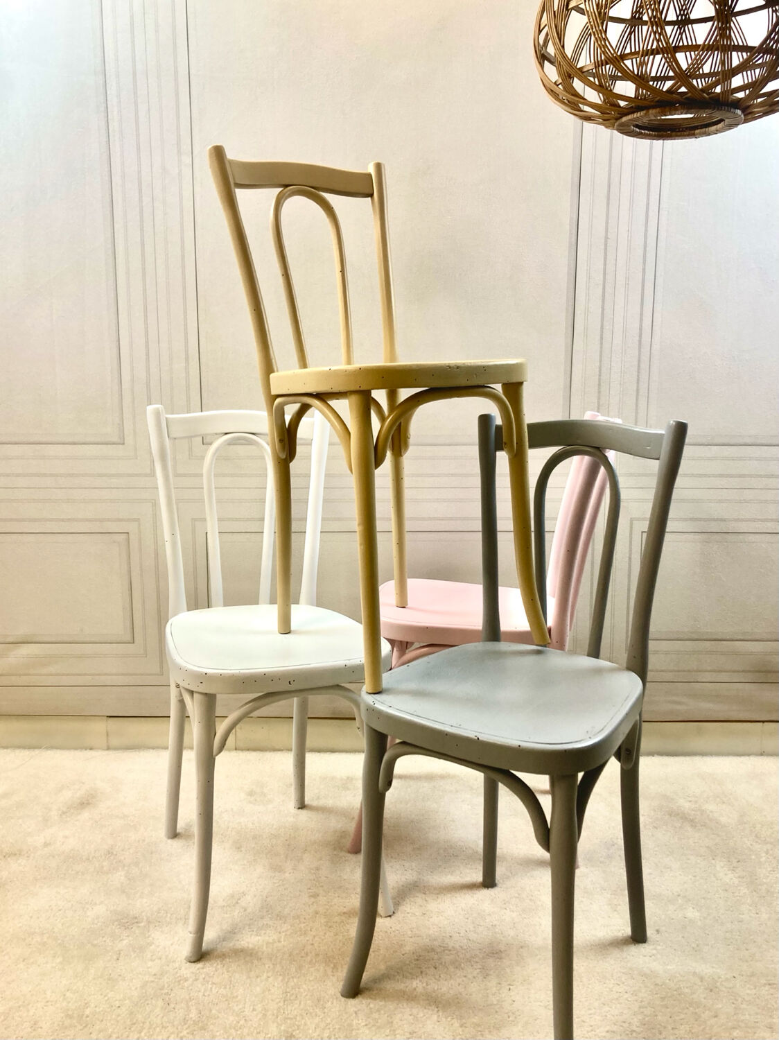 Vintage Thonet bistro chairs – pastel colours