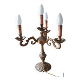 Vintage electric candelabrum with 4 lights in patinated bronze or brass.