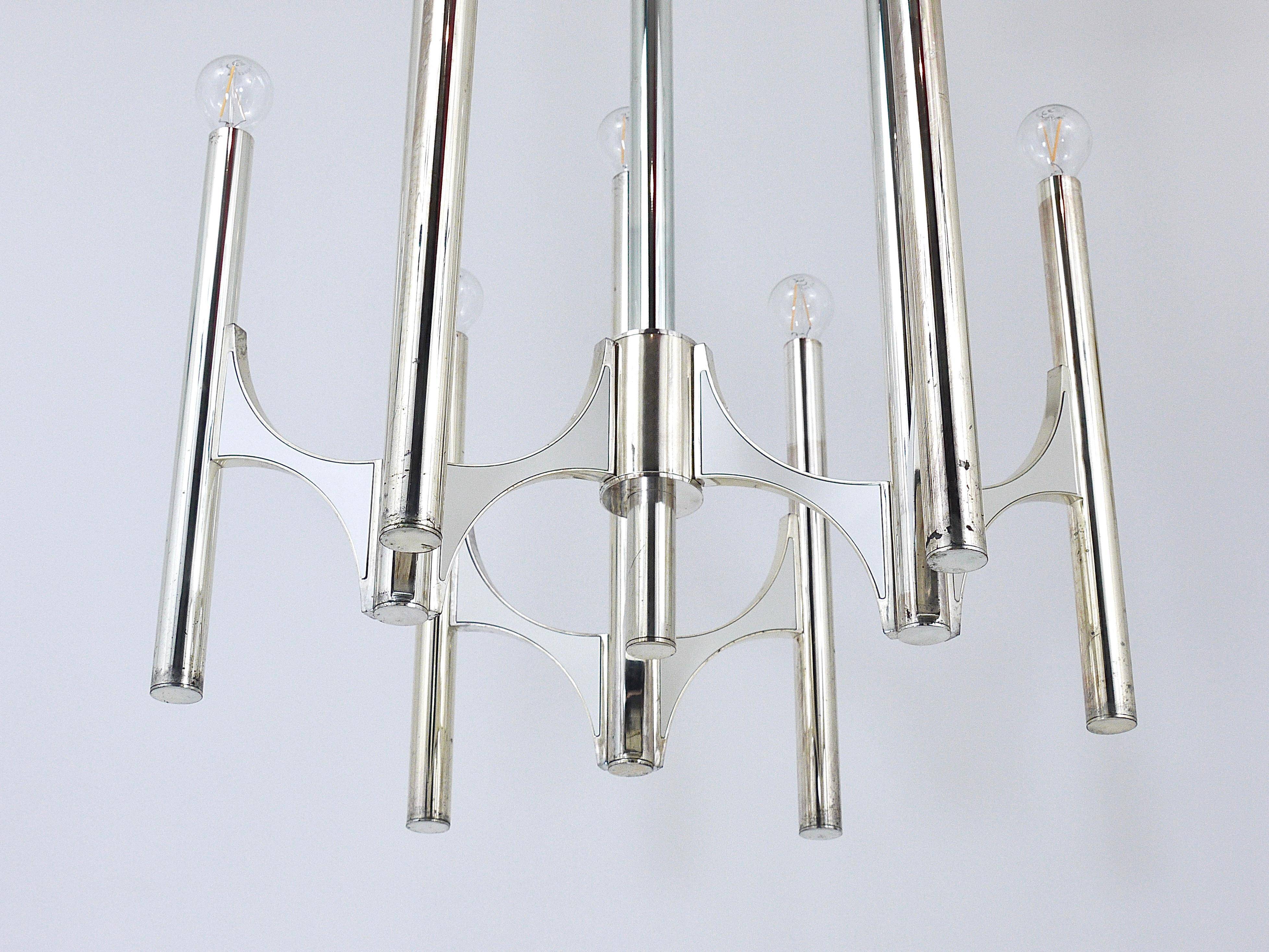 Mid-Century Lustre Gaetano Sciolari Sirius Silvered, Lightolier, Italy