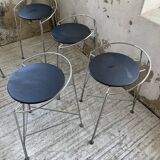 Set of 5 “silver moon” high stools Pascal Mourgue