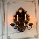 Gold metal wall mirror, in the style of Maison Baguès, Paris circa 1950.