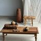 Rectangular solid teak tray with carved edges 40x25