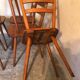 Set of 6 vintage solid wood chairs with compass legs 1960's