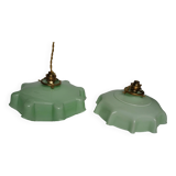 Suspensions abat jour opaline vert pastel