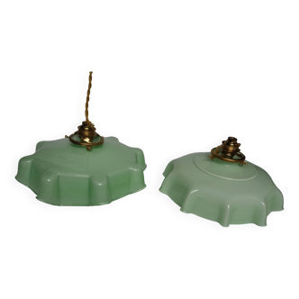 Pastel green opaline lampshade pendant lights