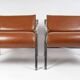 Pair of metal and leather armchairs from the 60s